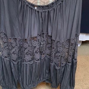 Free people grey lace long sleeve blouse